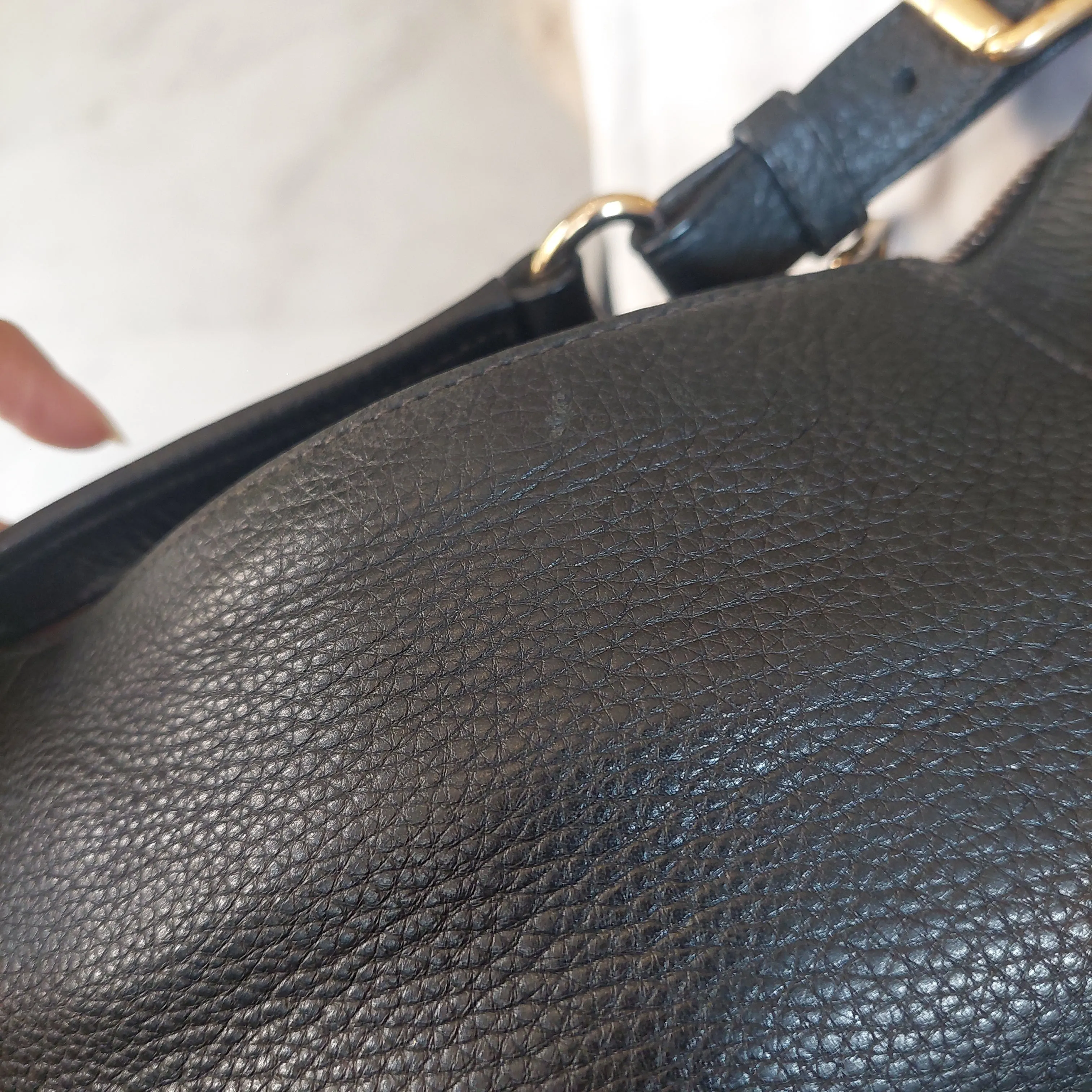 Prada Black Vitello Daino Leather Hobo Bag | Pre loved |