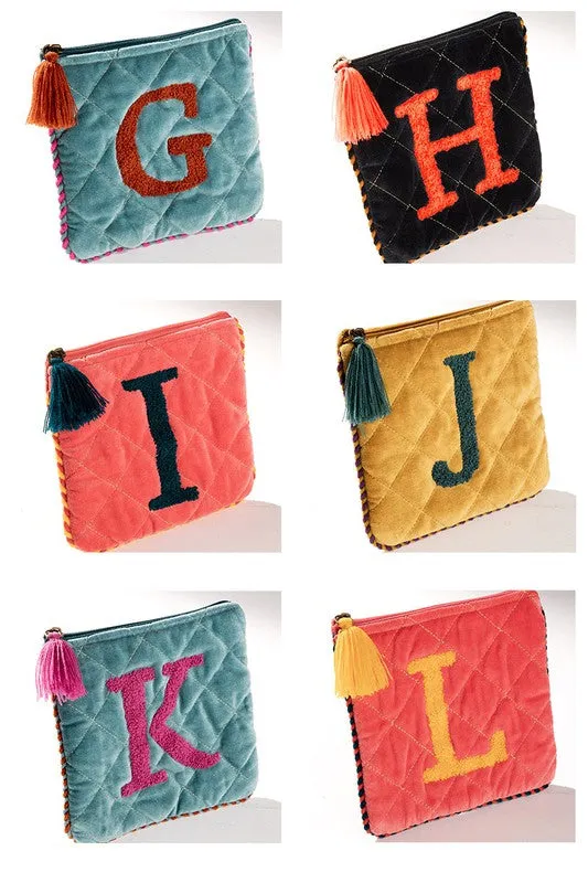 Quilted Velvet Alphabet Pouches