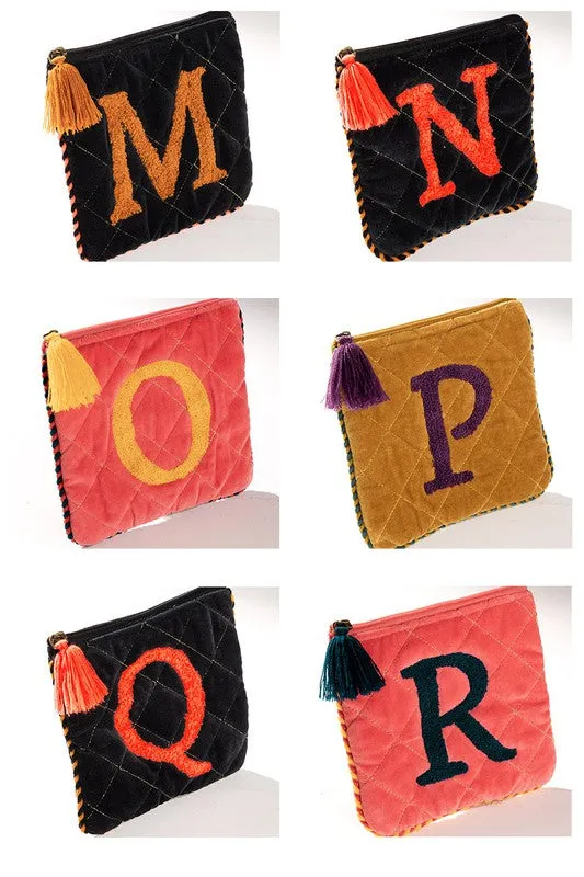 Quilted Velvet Alphabet Pouches