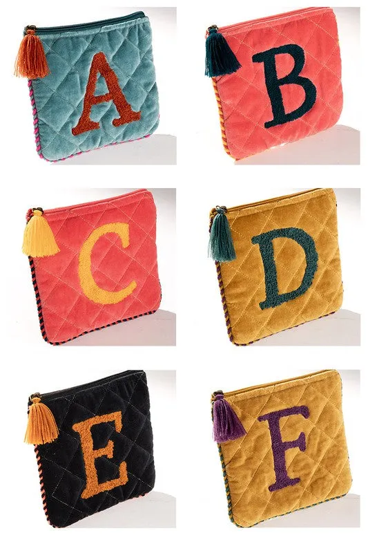 Quilted Velvet Alphabet Pouches