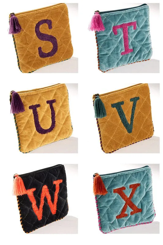 Quilted Velvet Alphabet Pouches