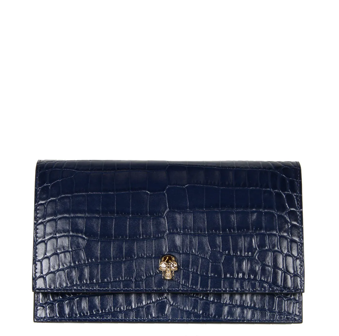 Skull Medium Bag Croc, Navy