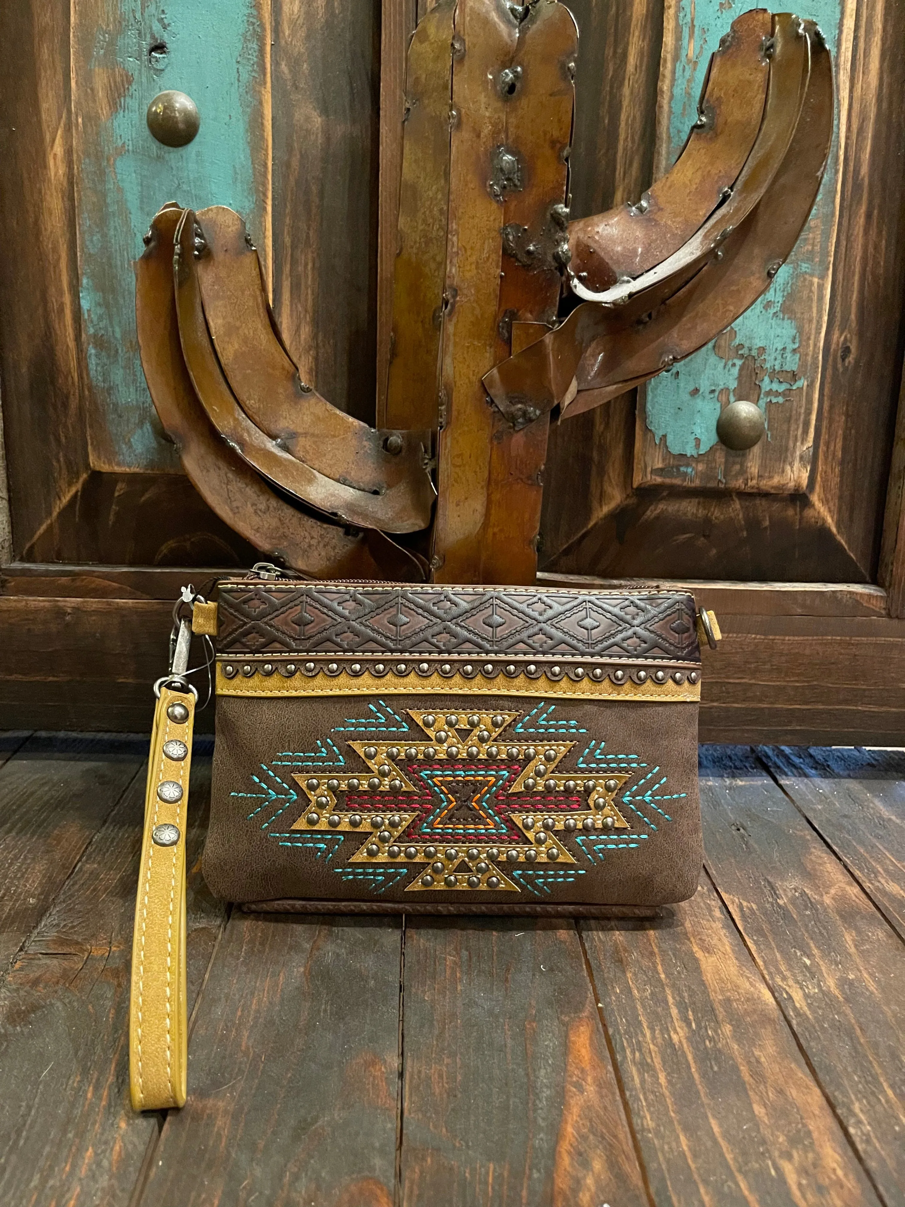 Studded Aztec WRISTLET WALLET