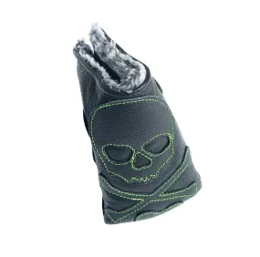 The Murdered Out Green Stitch Skull & Bones Camo Putter Cover