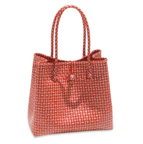 Toko Bazaar Woven Tote Bag - In Red & White