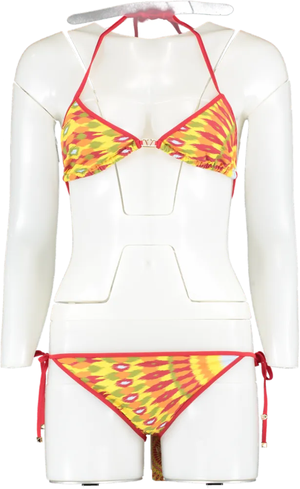 Valentino Printed Triangle Logo Rockstud Bikini Set BNWT UK S