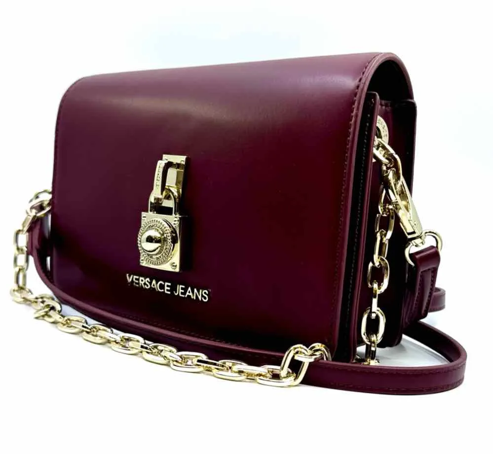 VERSACE Burgundy Leather Handbag