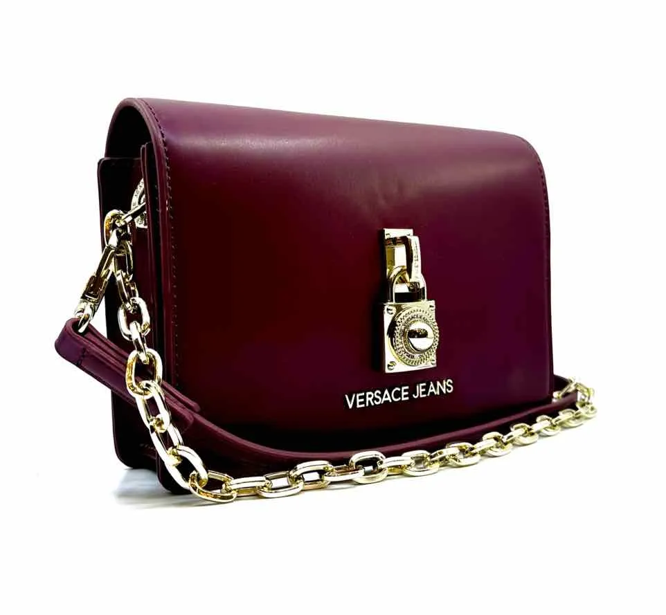 VERSACE Burgundy Leather Handbag