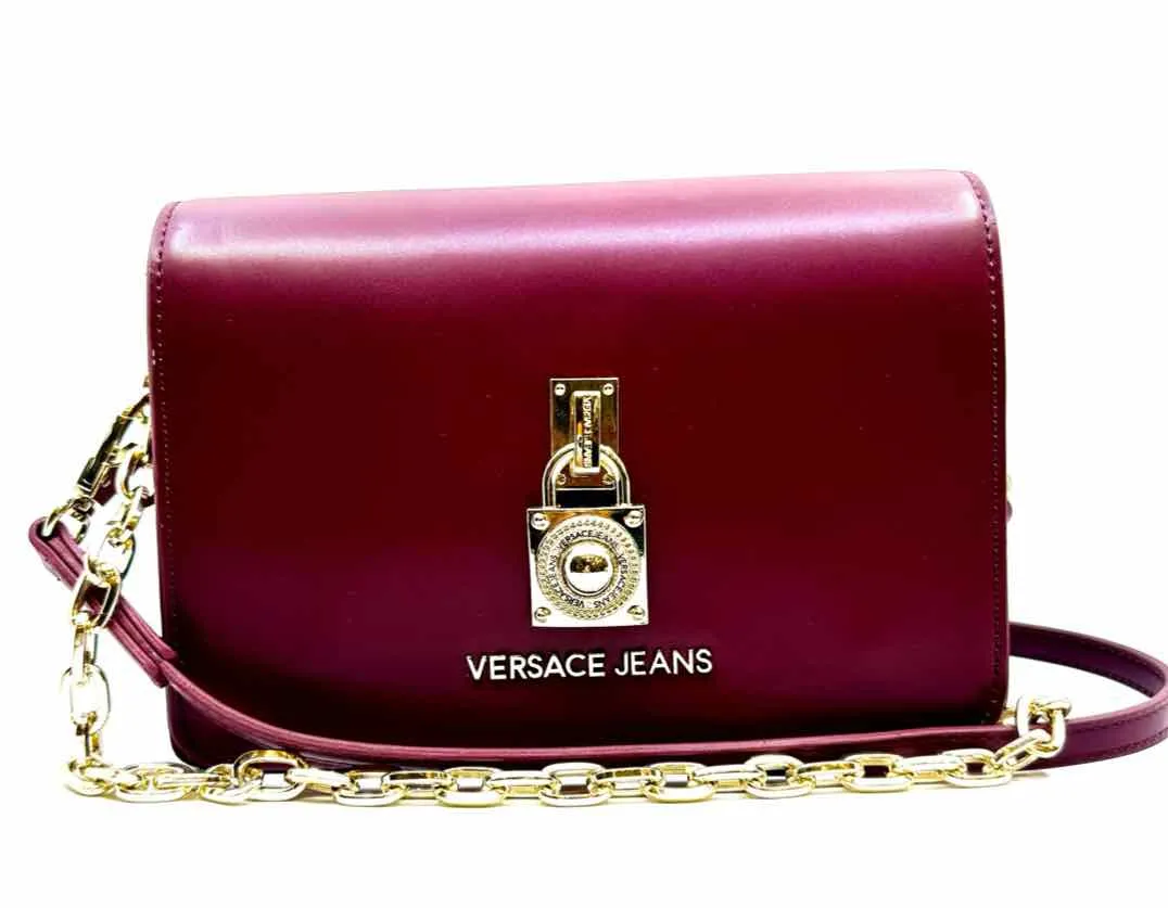 VERSACE Burgundy Leather Handbag