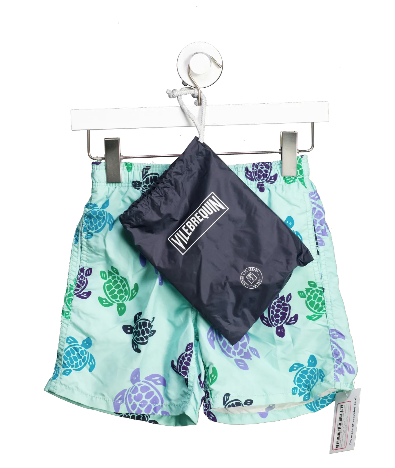 VILEBREQUIN Aqua Blue Turtle Print Logo Patch Swim Shorts With Bag 12 Years