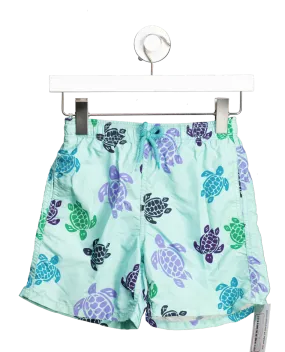 VILEBREQUIN Aqua Blue Turtle Print Logo Patch Swim Shorts With Bag 12 Years