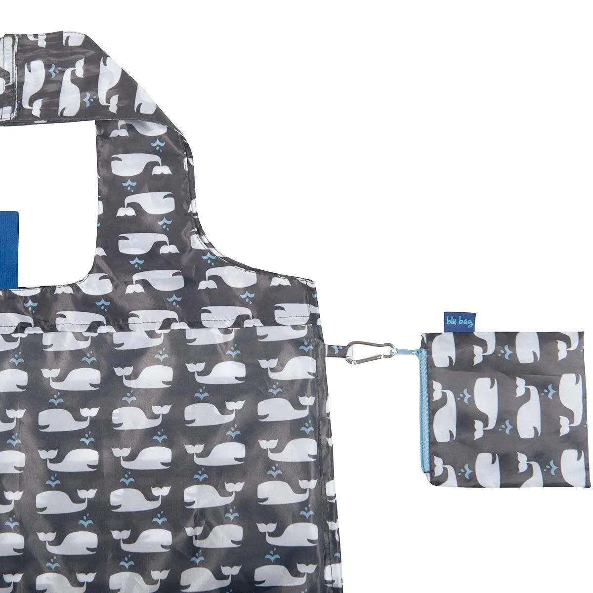 Whales Grey Blu Bag Reusable Shopping Bag=- Machine Washable