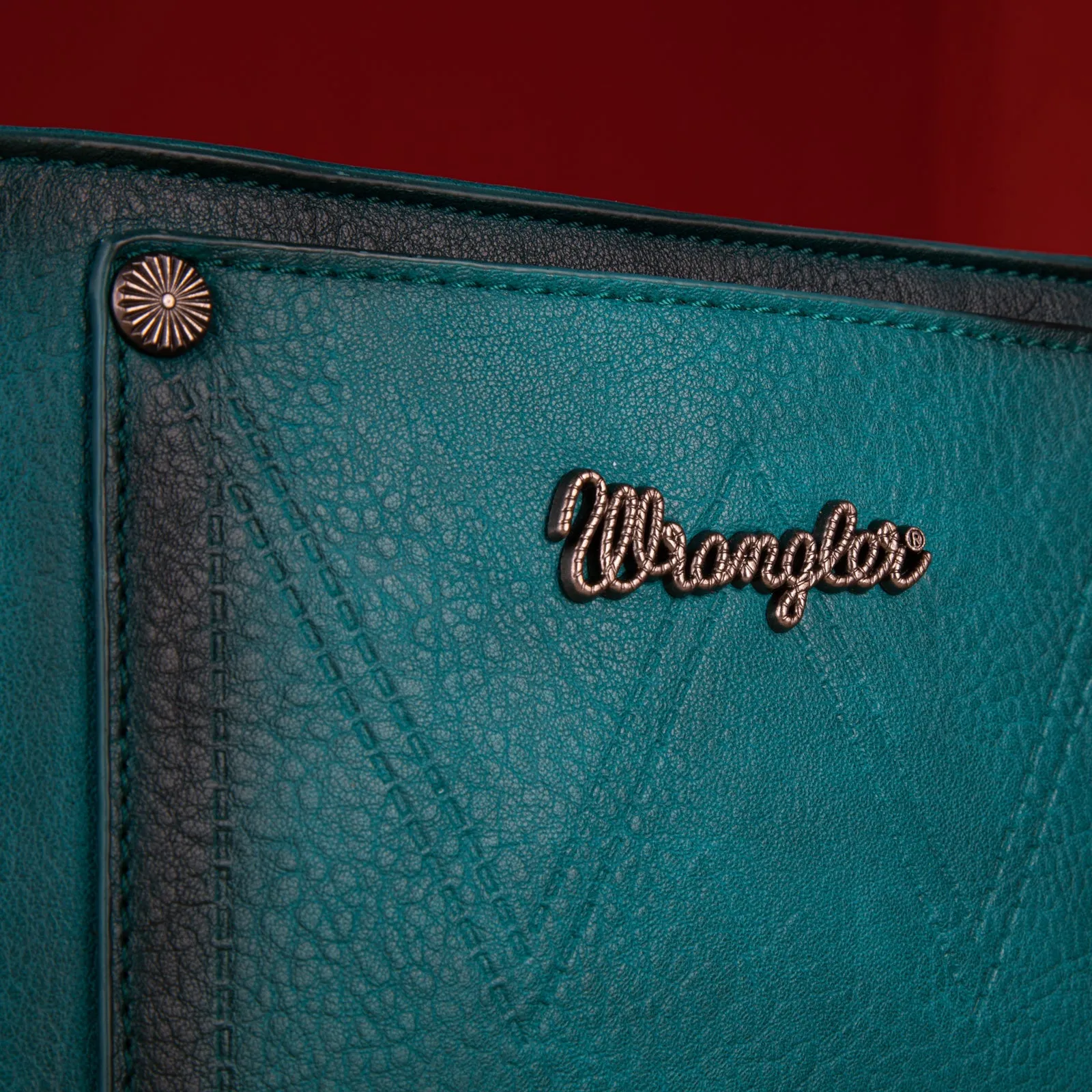 Wrangler Rivets Crossbody Wristlet Wallet-Turquoise